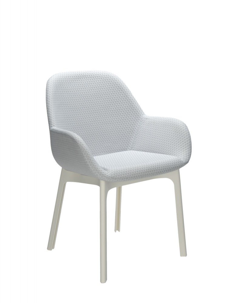 Кресло Clap (белое/серое) тисненая ткань