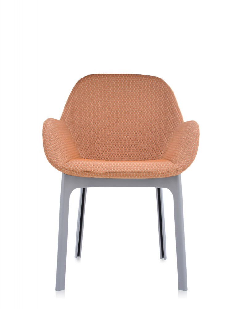 Кресло Clap (серое/оранжевое) тисненая ткань