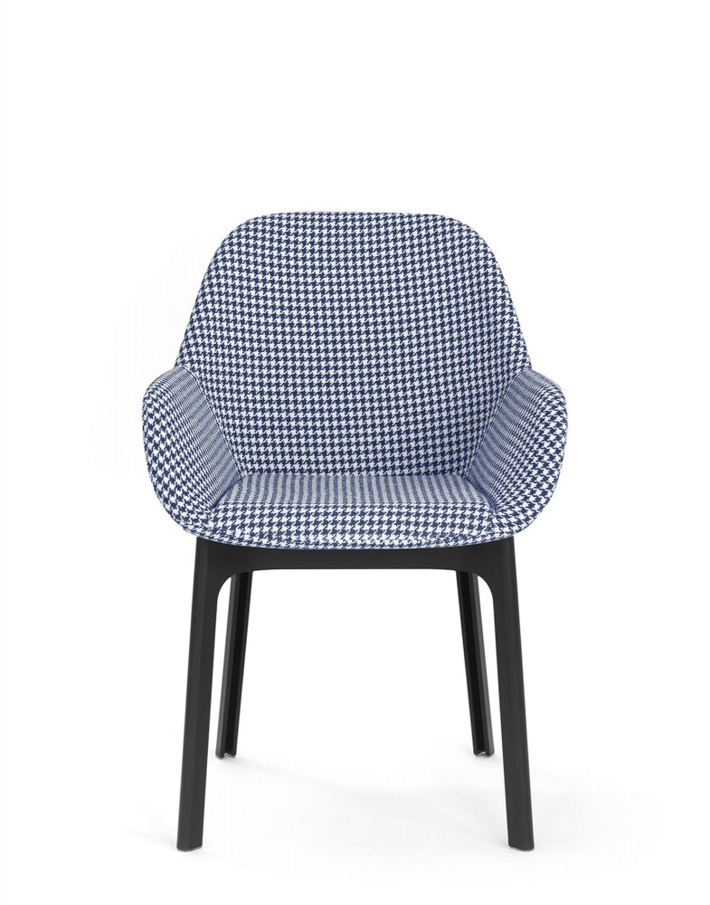 Кресло Clap (черное/синее) тисненая ткань