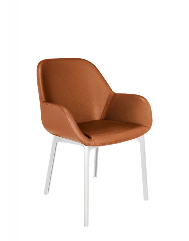 Кресло Clap (белое/оранжевое) эко-кожа
