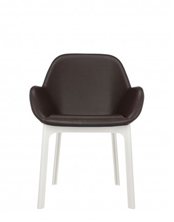 Кресло Clap (белое/коричневое) эко-кожа