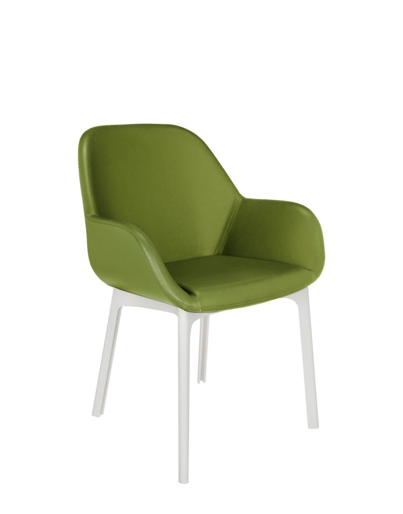 Кресло Clap (белое/зеленое) эко-кожа