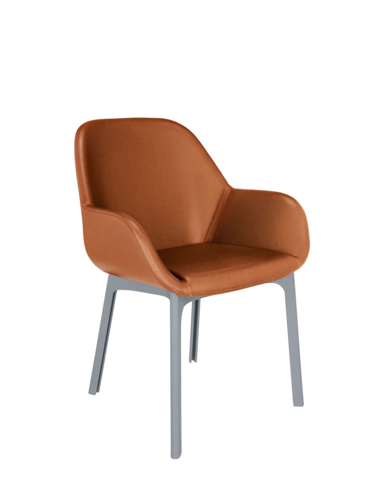 Кресло Clap (серое/оранжевое) эко-кожа