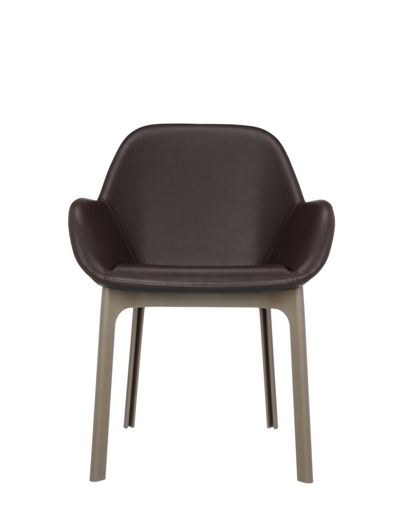 Кресло Clap (бежевое/коричневое) эко-кожа