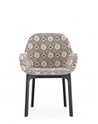 Кресло Clap (кремовое/черное) ткань Rubelli Quatrefoil