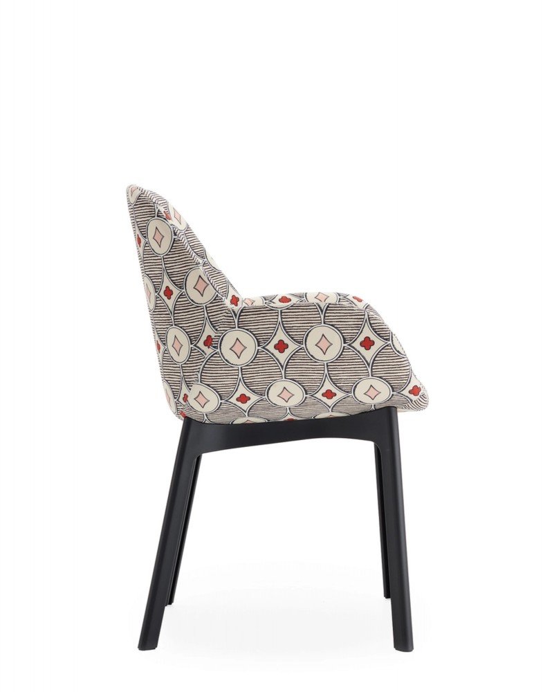 Кресло Clap (кремовое/черное) ткань Rubelli Quatrefoil