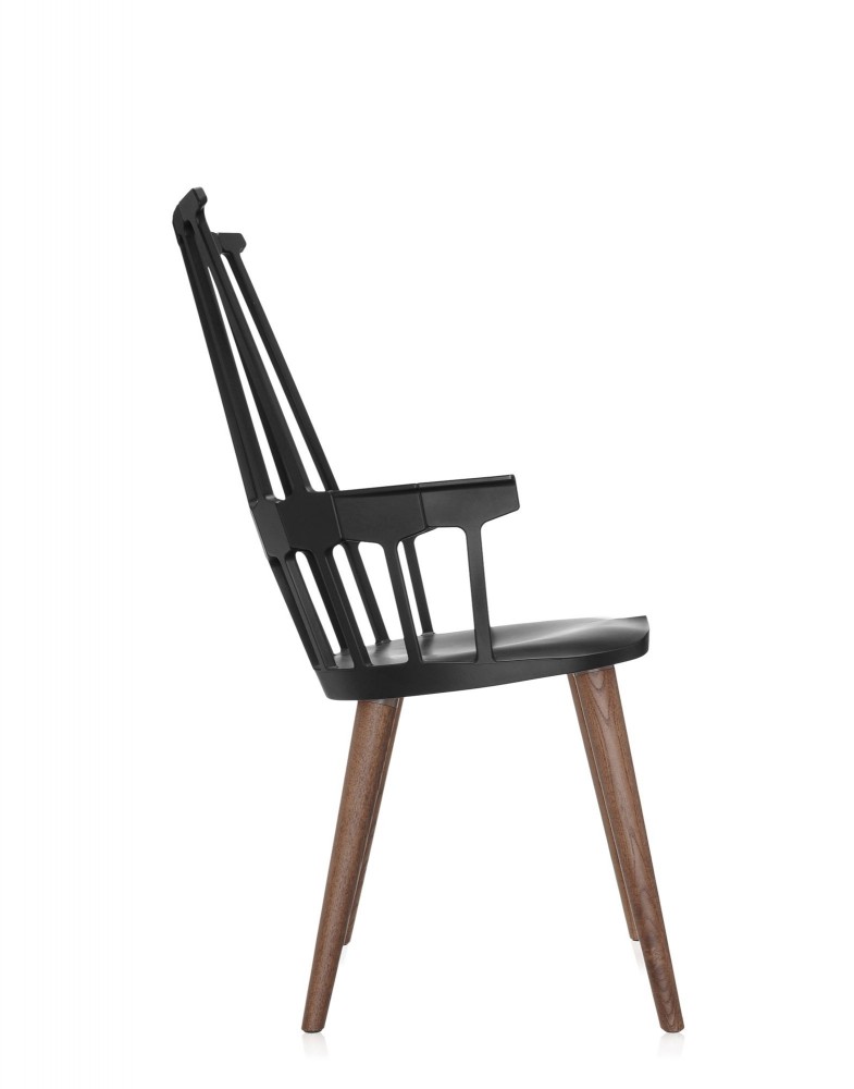 Кресло Comback (черное/дубовое) на деревянных ножках