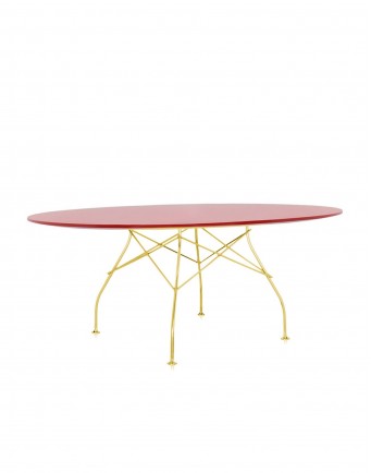 Стол Glossy (красный/золотой) 194x120см