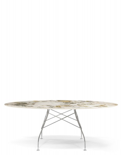 Стол Glossy (бежевый/хромированный) 192x118см