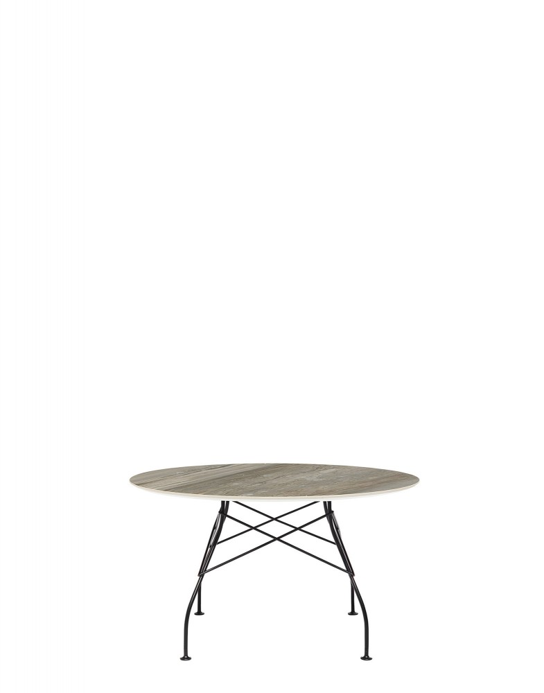 Стол Glossy (серый/черный) диаметр 128см, мрамор