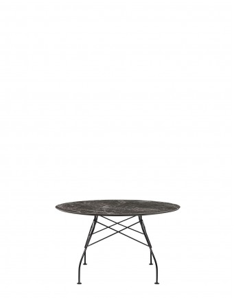 Стол Glossy (коричневый/черный) диаметр 128см, мрамор