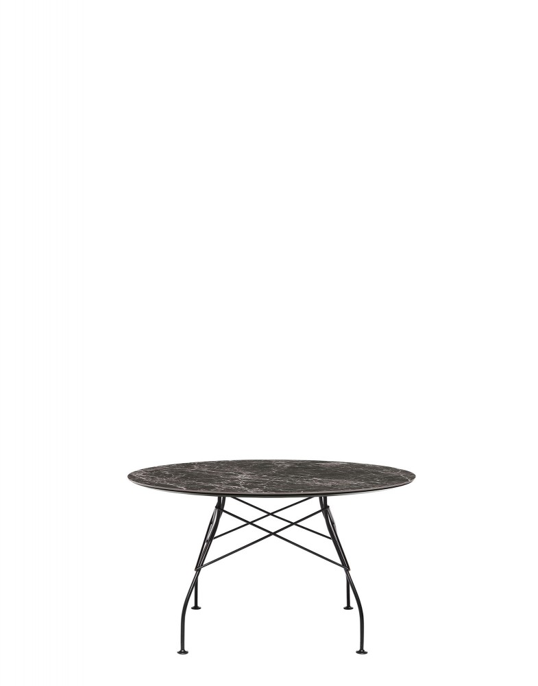 Стол Glossy (коричневый/черный) диаметр 128см, мрамор