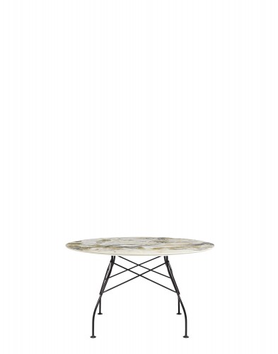 Стол Glossy (бежевый/черный) диаметр 128см, мрамор