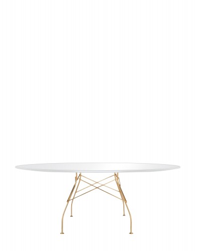 Стол Glossy (белый/золотой) 192x118см