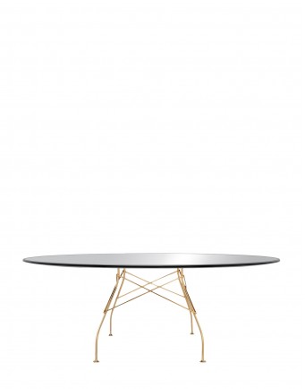 Стол Glossy (черный/золотой) 192x118см