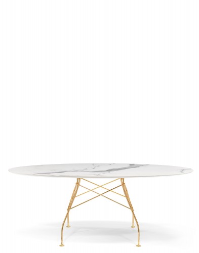 Стол Glossy (белый/золотой) 192x118см