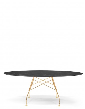 Стол Glossy (черный/золотой) 192x118см