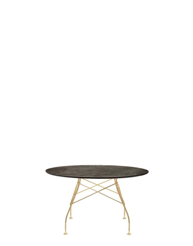 Стол Glossy (черный/золотой) диаметр 128см, мрамор