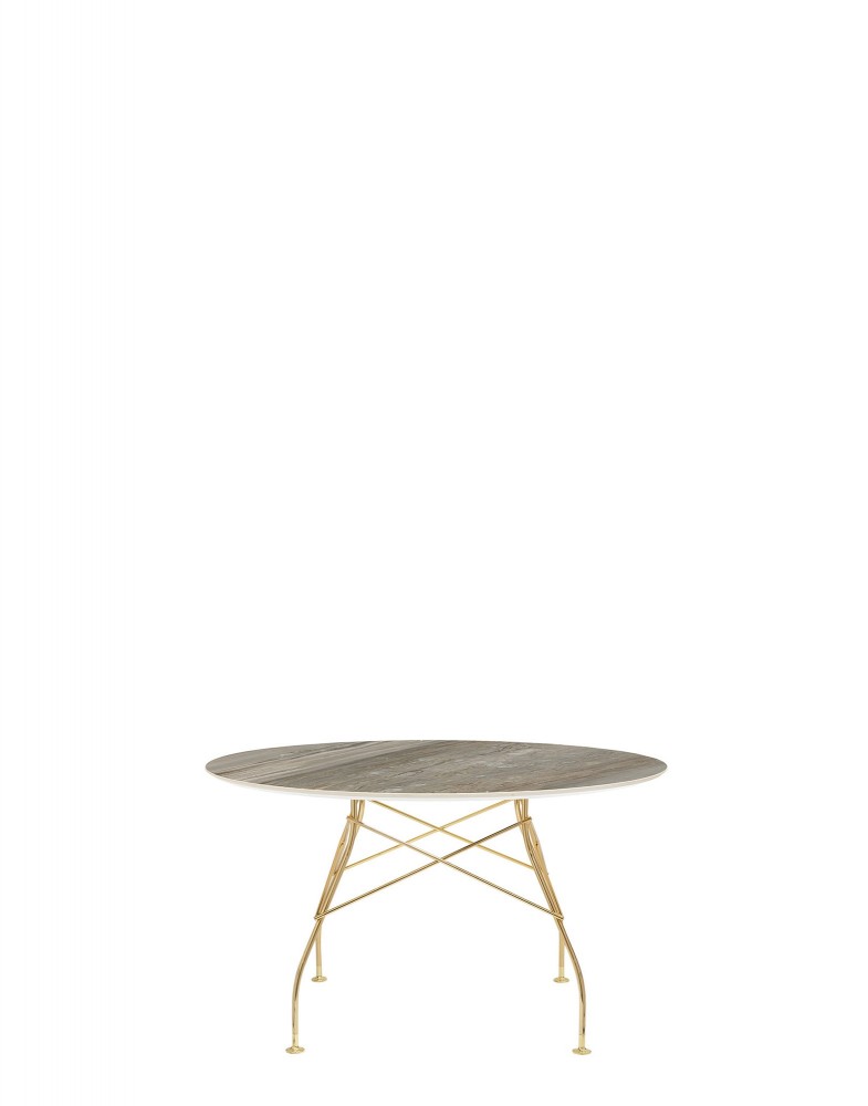 Стол Glossy (серый/золотой) диаметр 128см, мрамор