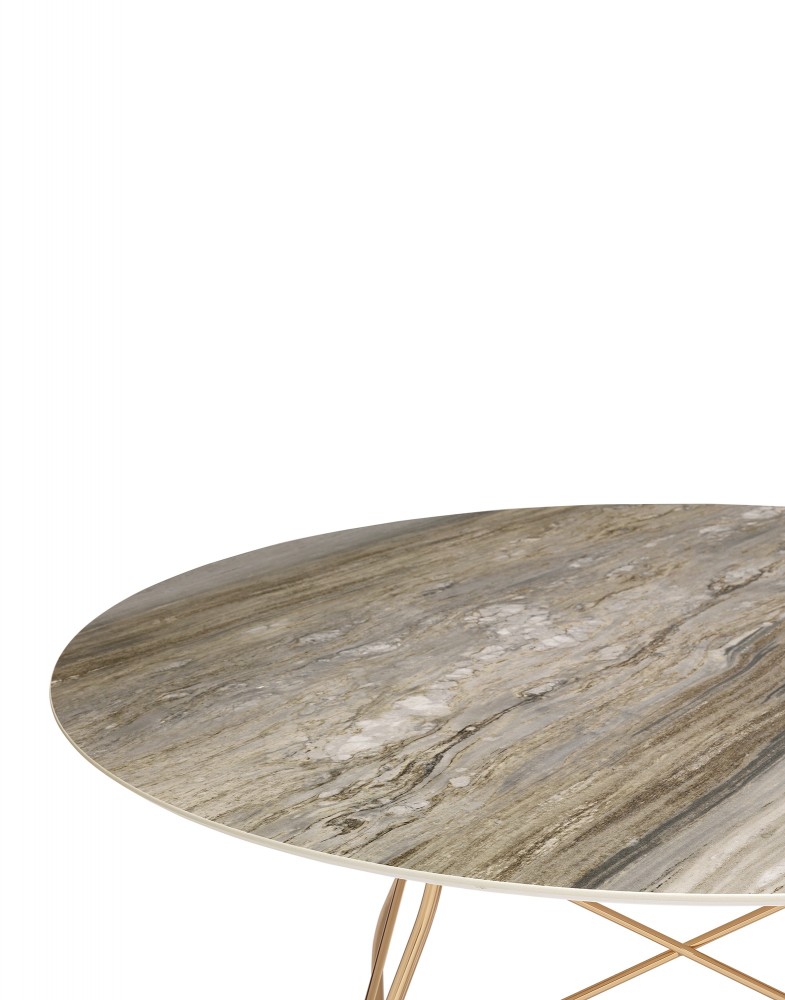 Стол Glossy (серый/золотой) диаметр 128см, мрамор