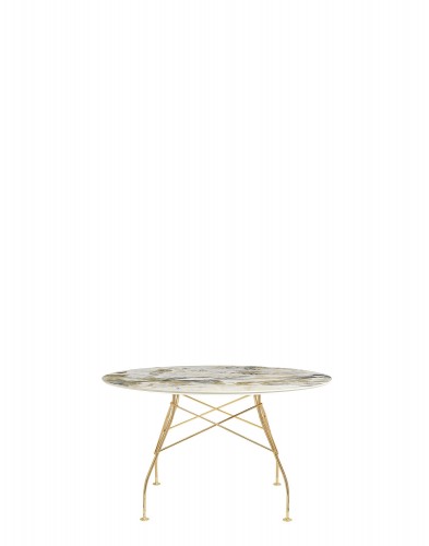 Стол Glossy (бежевый/золотой) диаметр 128см, мрамор