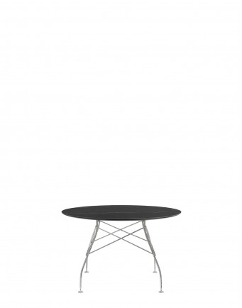 Стол Glossy (черный/хромированный) диаметр 118см, мрамор