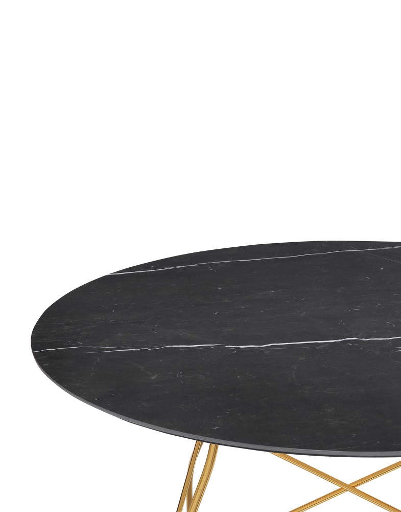 Стол Glossy (черный/золотой) диаметр 118см, мрамор