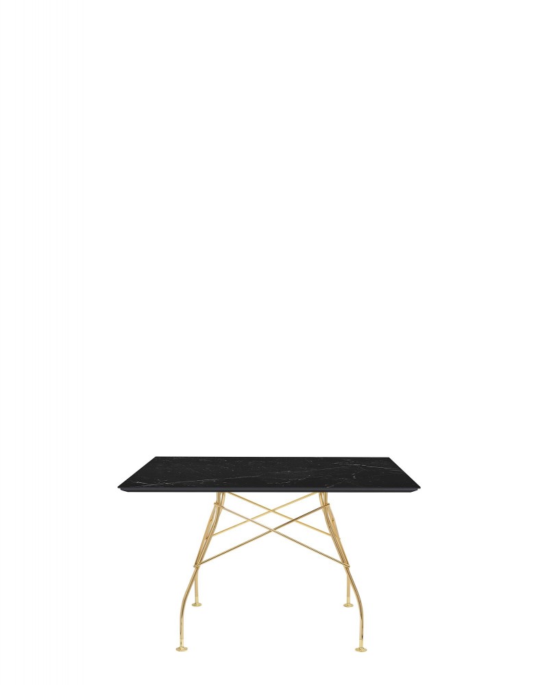 Стол Glossy (черный/золотой) 118x118см, мрамор