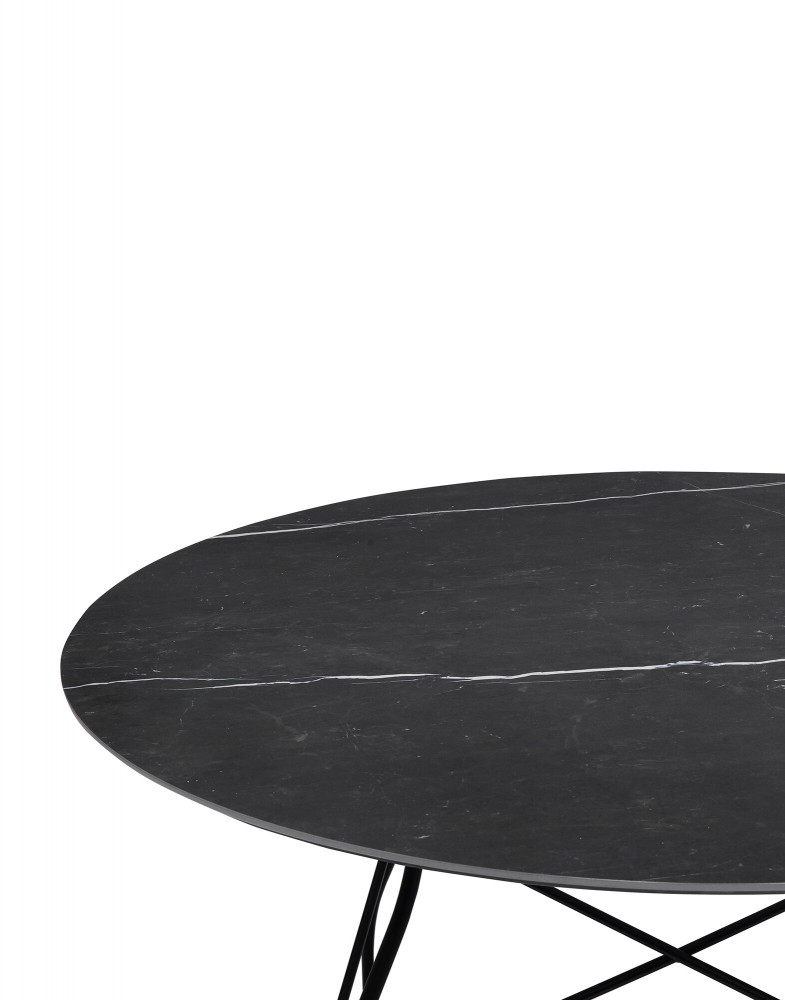 Стол Glossy (черный/черный) диаметр 118см, мрамор