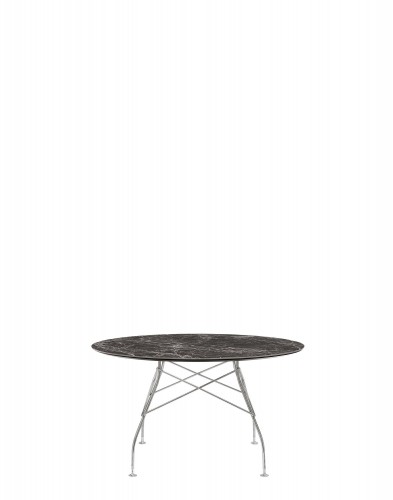 Стол Glossy (коричневый/хромированный) диаметр 128см, мрамор Стол Glossy (коричневый/хромированный) диаметр 128см, мрамор