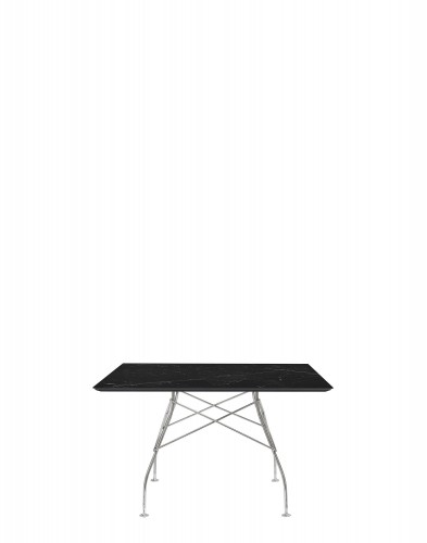 Стол Glossy (черный/хромированный) 118x118см, мрамор Стол Glossy (черный/хромированный) 118x118см, мрамор
