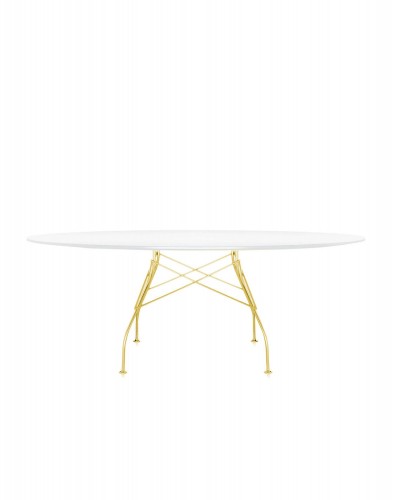 Стол Glossy (белый/золотой) 194x120см