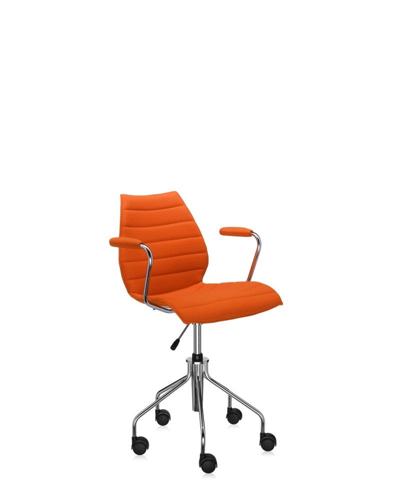 Кресло Maui Soft на колесах (оранжевое) в ткани Trevira