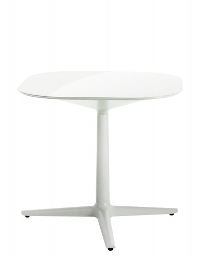 Стол Multiplo (белый) 78х78см, стекло, треногое основание