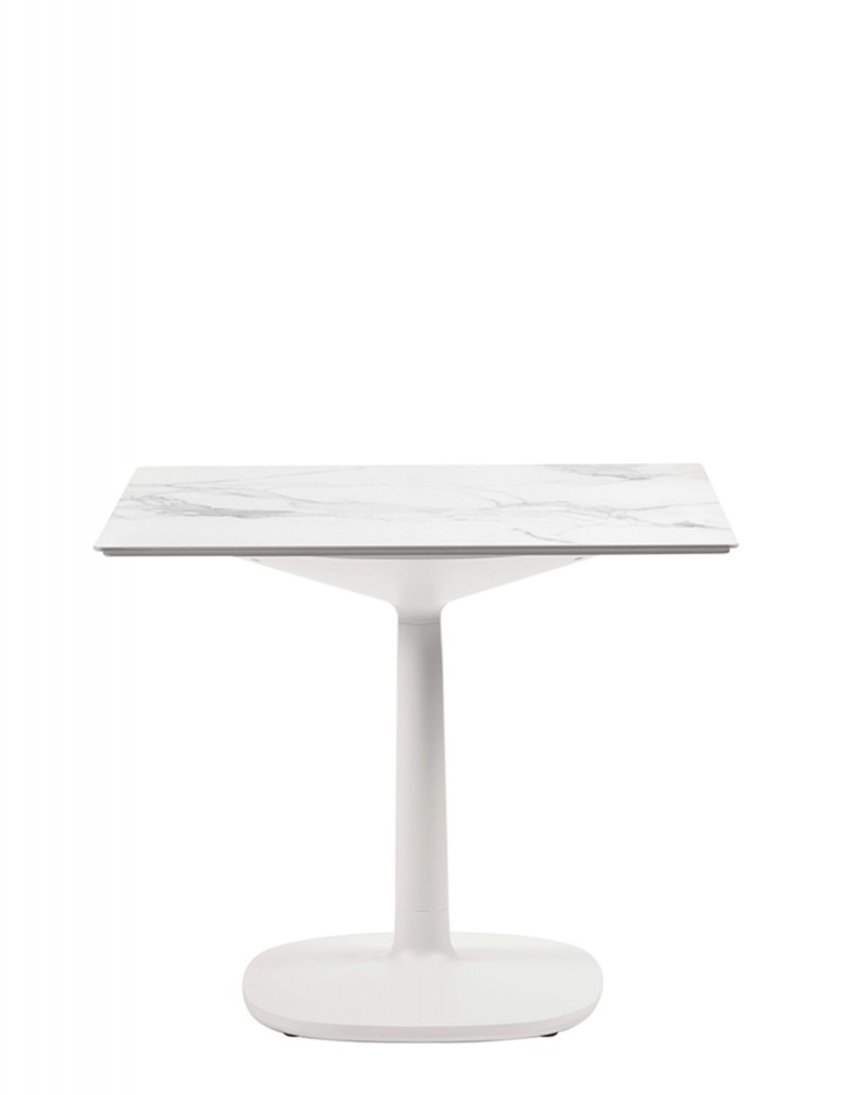 Стол Multiplo (белый) 78х78см, мрамор, плоское основание