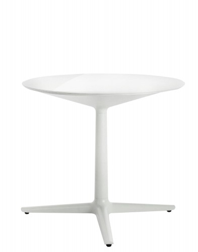 Стол Multiplo (белый) диаметр 78см, стекло, треногое основание