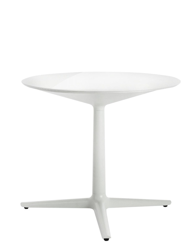 Стол Multiplo (белый) диаметр 78см, стекло, треногое основание
