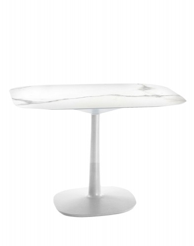 Стол Multiplo (белый) 99х99см, мрамор, крестообразное плоское