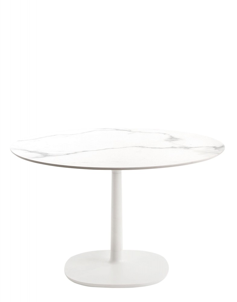 Стол Multiplo (белый) диаметр 118см, мрамор, плоское основание