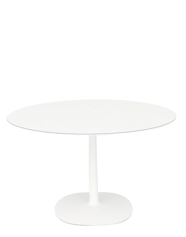 Стол Multiplo (белый) диаметр 118см, стекло, плоское основание