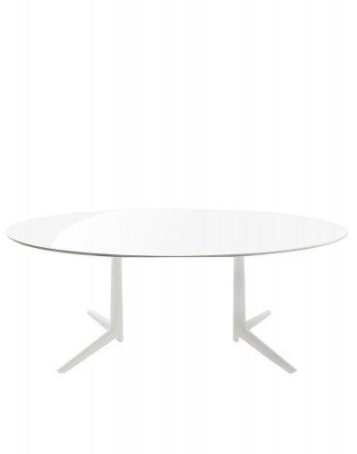 Стол Multiplo (белый) 192x118см, стекло, овальный