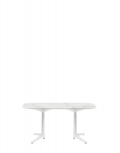 Стол Multiplo (белый) 158x90см, мрамор, закругленные углы