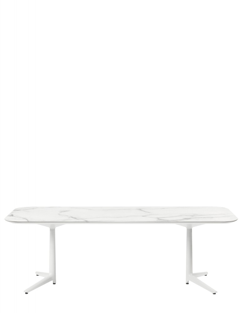 Стол Multiplo (белый) 180x90см, мрамор, закругленные углы