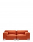 Кресло Plastics Duo с левым подлокотником (оранжевое/кристалл) 88х88см, высота подлокотника 51см