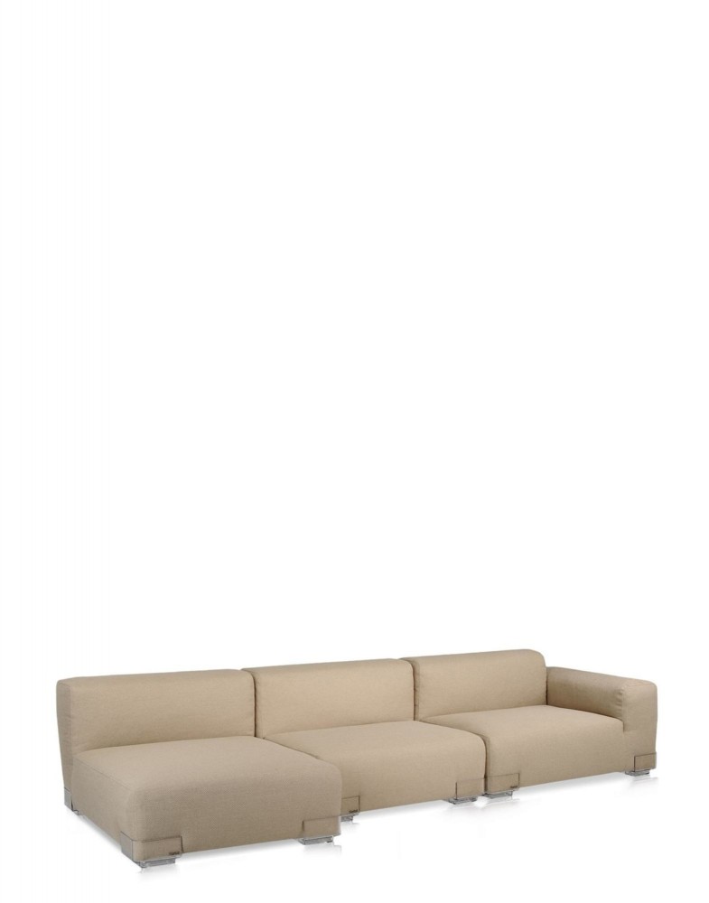 Кресло Plastics Duo с левым подлокотником (коричневое/кристалл) 114х88см, высота подлокотника 51см