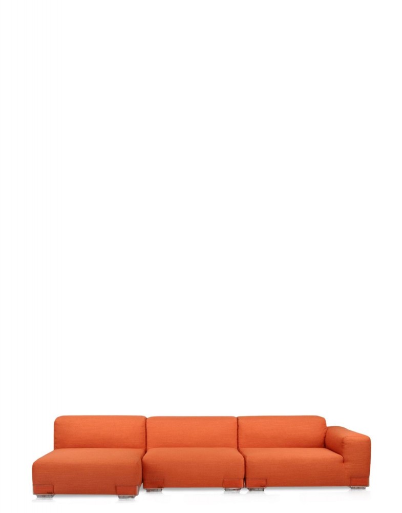 Кресло Plastics Duo с левым подлокотником (оранжевое/кристалл) 114х88см, высота подлокотника 51см