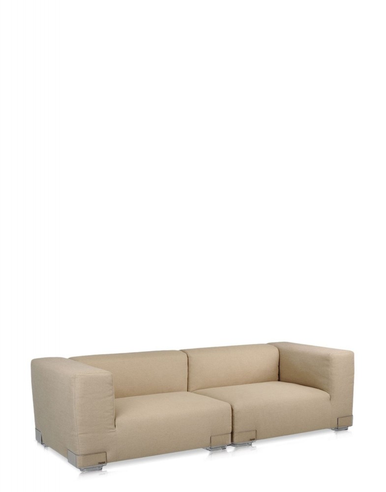 Кресло Plastics Duo с левым подлокотником (коричневое/кристалл) 114х88см, высота подлокотника 64см