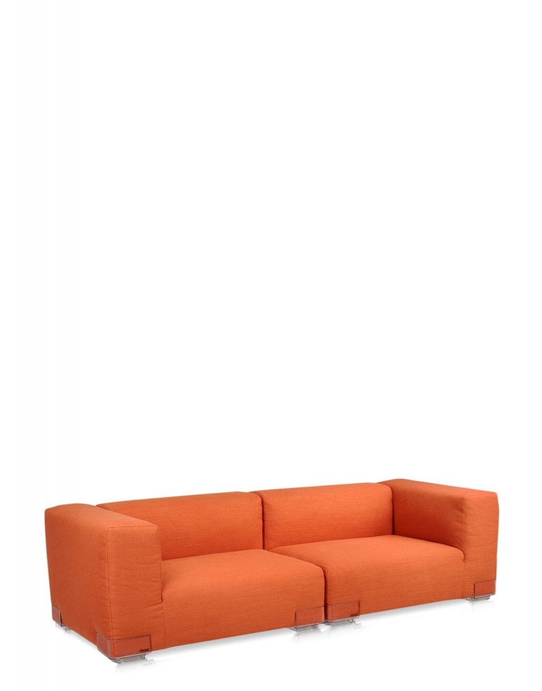 Кресло Plastics Duo с левым подлокотником (оранжевое/кристалл) 114х88см, высота подлокотника 64см