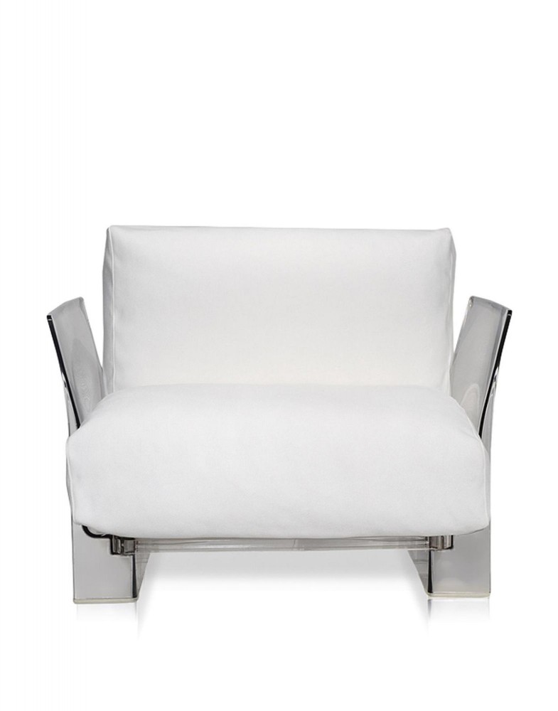 Кресло Pop (белое/кристалл) в отделке Хлопок