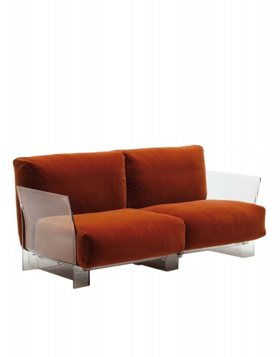 Диван Pop двухсекционный (оранжевый/кристалл) в отделке Хлопок